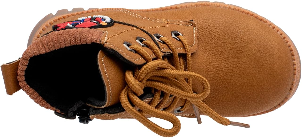 Lucky Kids Stylish Unisex Boots With Lace Up & Side-Zipp Closure For Outdoor Walking Non Slip Sole Easy Wear Boots For Toddlers