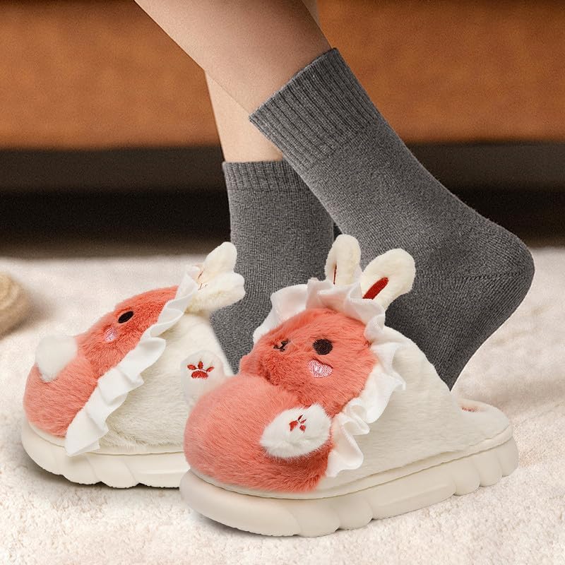 Woman Slippers Winter House Slippers for Women Cute Rabbit Soft Warm Shoes Comfy Home Furry Slippers for Girls