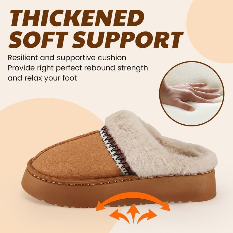 Women’s Fuzzy Slippers, Indoor Plush Faux Fur House Shoes with Memory Foam,Cute Fluffy Home Shoes for Girls & Ladies Cozy Warm Indoor Slip-On Slippers with Non-Slip Sole