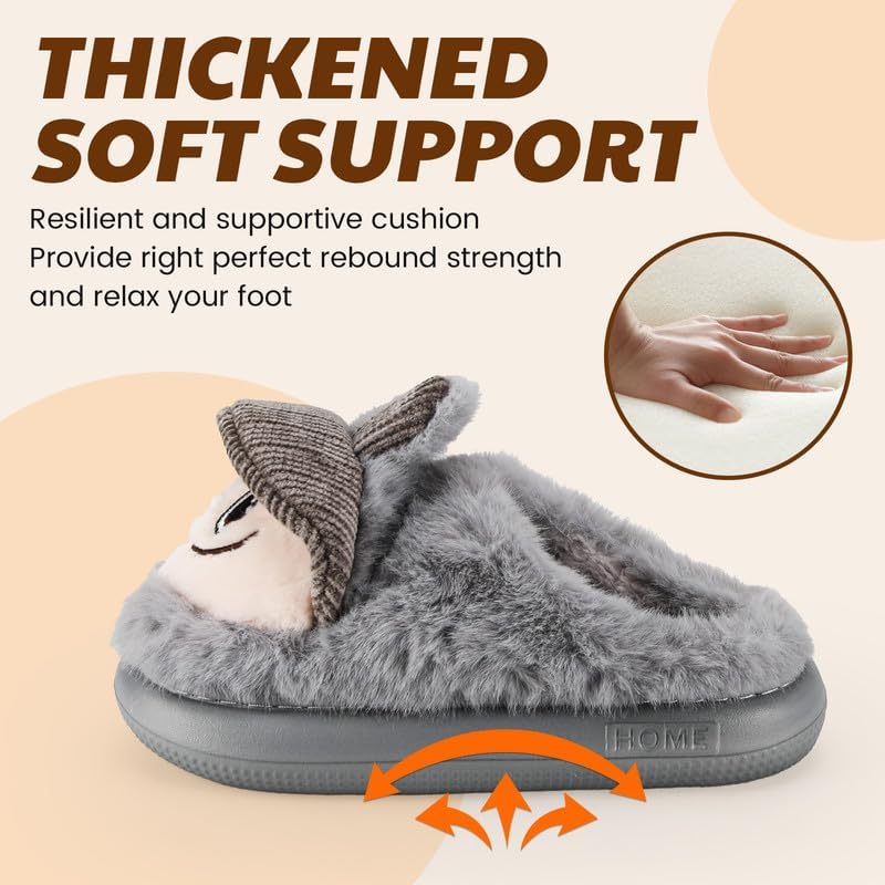 Cartoon Slippers for Kids, Funny Animal House Shoes with Non-Slip Sole, Cozy Plush Indoor Comfort Footwear for Boys and Girls