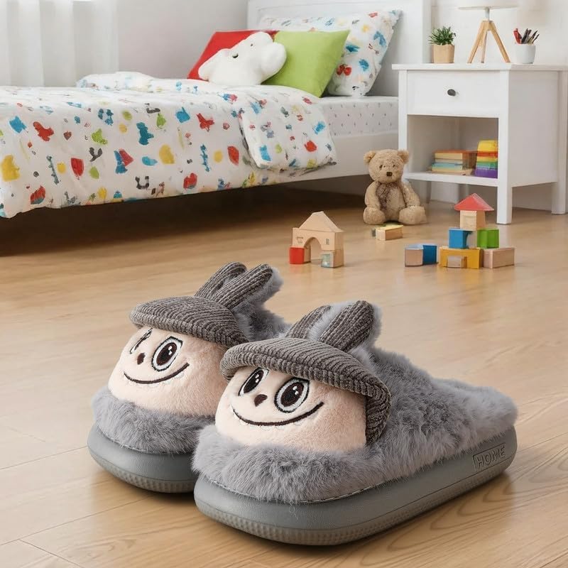 Cartoon Slippers for Kids, Funny Animal House Shoes with Non-Slip Sole, Cozy Plush Indoor Comfort Footwear for Boys and Girls