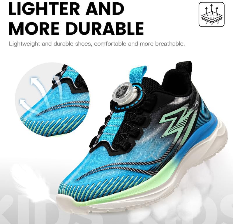 Lucky Kids Kids Sneakers for Sports Lightweight Athletic Shoes Breathable Running Shoes Non Slip Sneakers for Boys and Girls