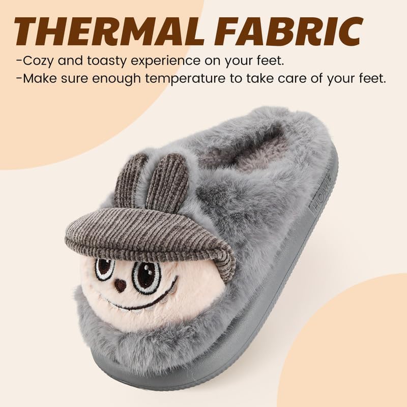 Cartoon Slippers for Kids, Funny Animal House Shoes with Non-Slip Sole, Cozy Plush Indoor Comfort Footwear for Boys and Girls