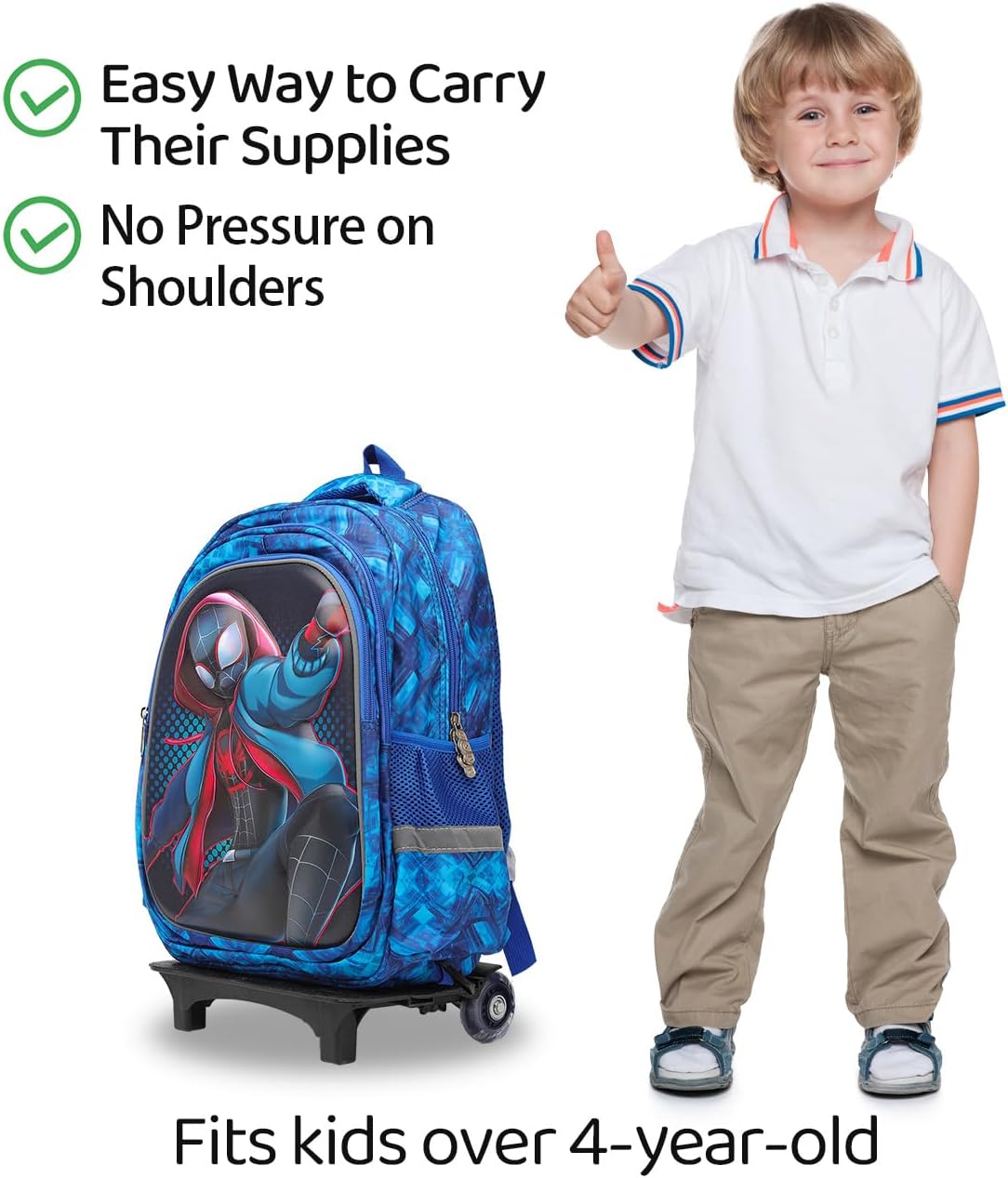 Lucky Kids Children Large Rolling School Bag Student Trolley School Bags with Lunch Bag, Pencil Box Wheeled Backpack Bag Set for Kids