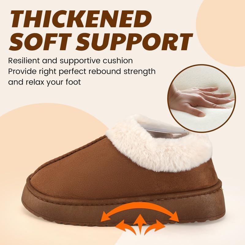 Women’s Fuzzy Winter Slippers, Plush Faux Fur House Shoes with Memory Foam, Cozy Warm Indoor Slip-On Slippers with Non-Slip Sole, Cute Fluffy Home Shoes for Girls & Ladies