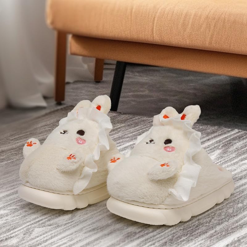 Woman Slippers Winter House Slippers for Women Cute Rabbit Soft Warm Shoes Comfy Home Furry Slippers for Girls