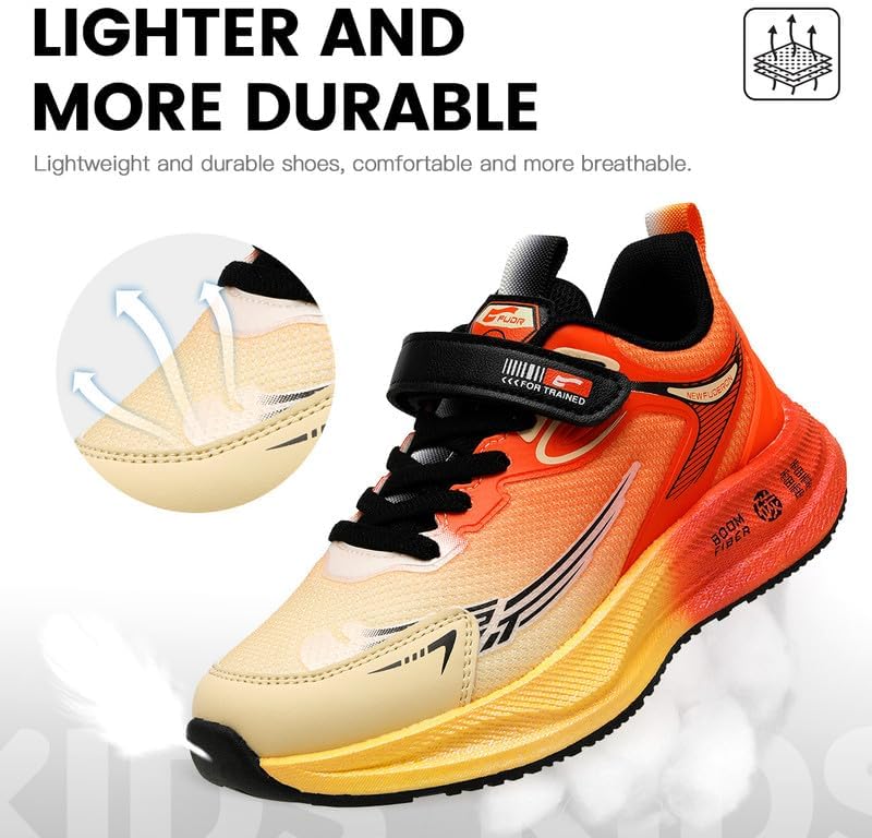 Lucky Kids Kids Sneakers for Sports Lightweight Athletic Shoes Breathable Running Shoes Non Slip Sneakers for Boys and Girls