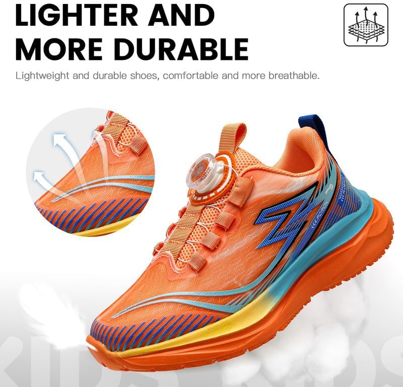Lucky Kids Kids Sneakers for Sports Lightweight Athletic Shoes Breathable Running Shoes Non Slip Sneakers for Boys and Girls