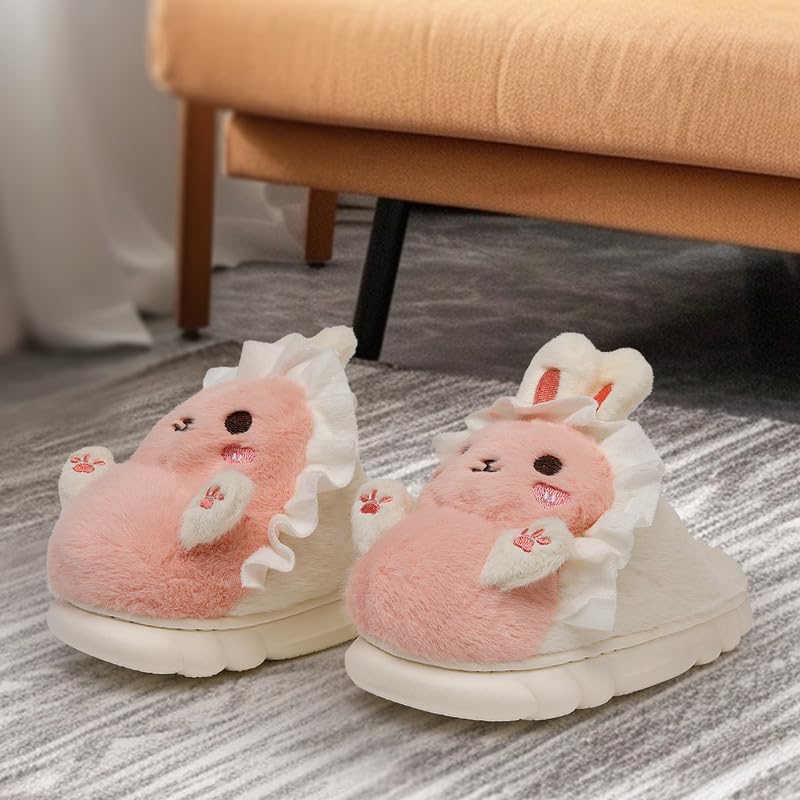 Woman Slippers Winter House Slippers for Women Cute Rabbit Soft Warm Shoes Comfy Home Furry Slippers for Girls