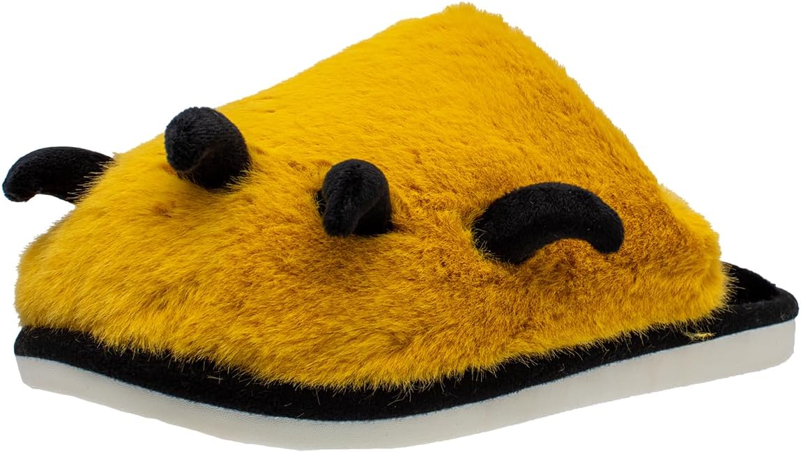 Lucky Kids Unisex Comfy Bedroom Scuff Slippers for Indoor & Outdoor Activities with Cute Animal Paw Design & Anti Skid Rubber Sole for Toddlers/Little Kids