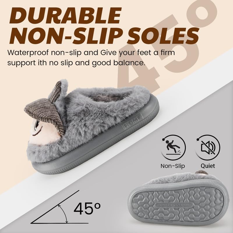 Cartoon Slippers for Kids, Funny Animal House Shoes with Non-Slip Sole, Cozy Plush Indoor Comfort Footwear for Boys and Girls