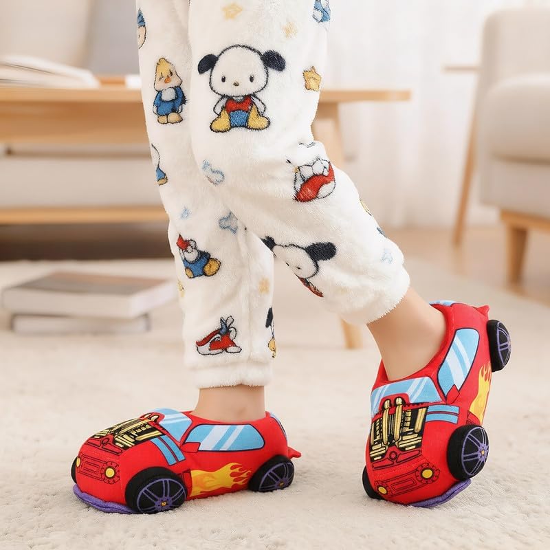 Kids Cute Cartoon Plush Slippers – Soft Warm Fuzzy Indoor Shoes with Anti-Slip Sole, Cozy Winter Slippers for Boys and Girls