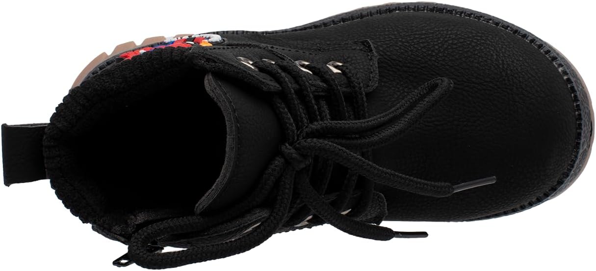 Lucky Kids Stylish Unisex Boots With Lace Up & Side-Zipp Closure For Outdoor Walking Non Slip Sole Easy Wear Boots For Toddlers