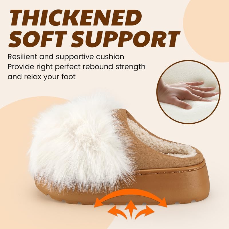 Women's Fuzzy Indoor Slippers, Cozy Plush Winter House Shoes with Memory Foam, Warm Furry Slip-On Slippers for Home, Anti-Skid Sole, Cute Gifts for Girls & Ladies