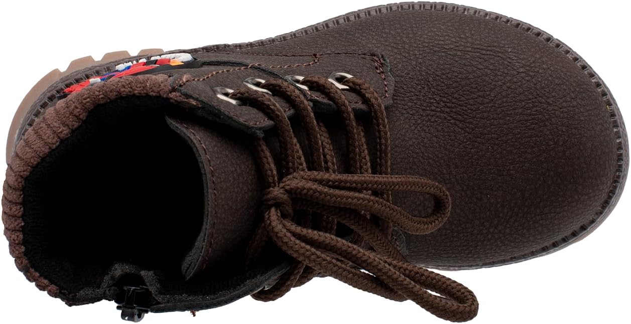 Lucky Kids Stylish Unisex Boots With Lace Up & Side-Zipp Closure For Outdoor Walking Non Slip Sole Easy Wear Boots For Toddlers