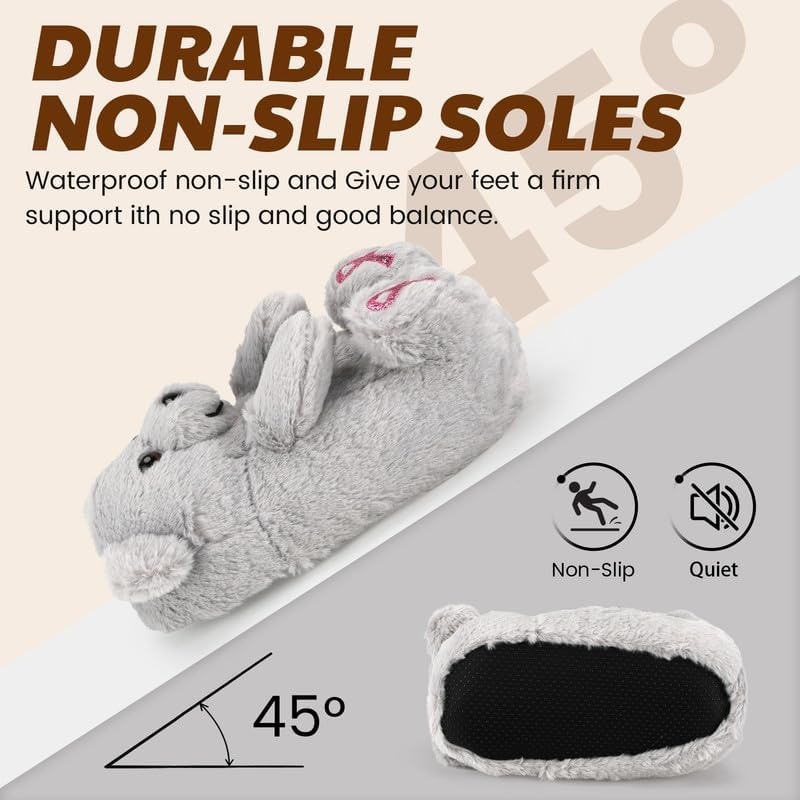 Funny Cartoon Plush Slippers for Adults – Warm Fleece Memory Foam Indoor Shoes, Soft Cozy House Slippers with Non-Slip Sole for Women