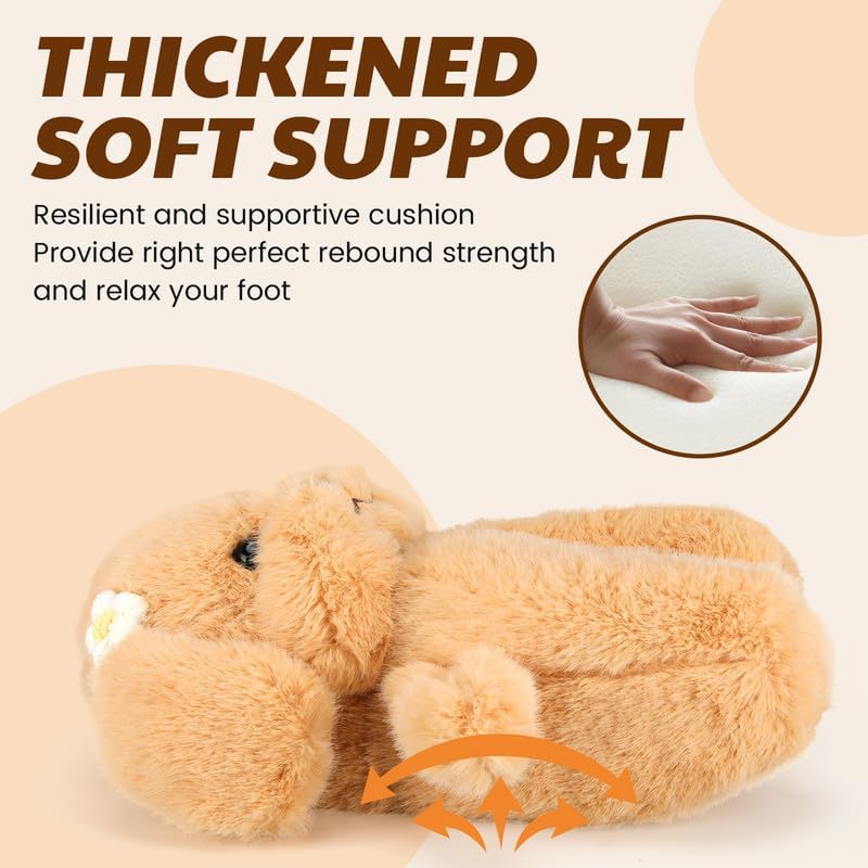 Funny Cartoon Plush Slippers for Adults – Warm Fleece Memory Foam Indoor Shoes, Soft Cozy House Slippers with Non-Slip Sole for Women