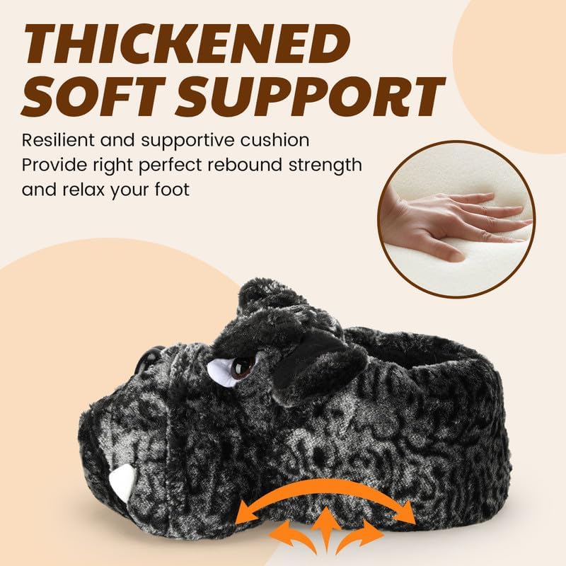 Funny Cartoon Plush Slippers for Adults – Warm Fleece Memory Foam Indoor Shoes, Soft Cozy House Slippers with Non-Slip Sole for Women