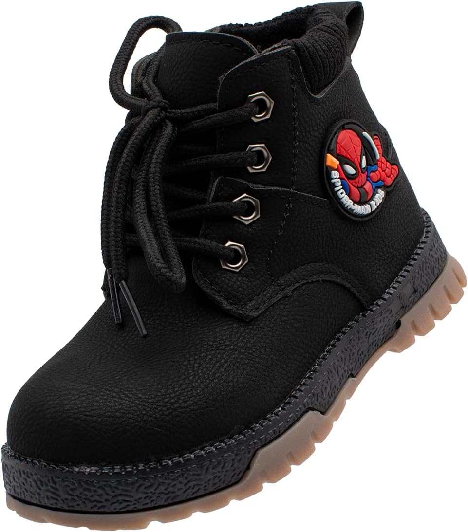 Lucky Kids Stylish Unisex Boots With Lace Up & Side-Zipp Closure For Outdoor Walking Non Slip Sole Easy Wear Boots For Toddlers