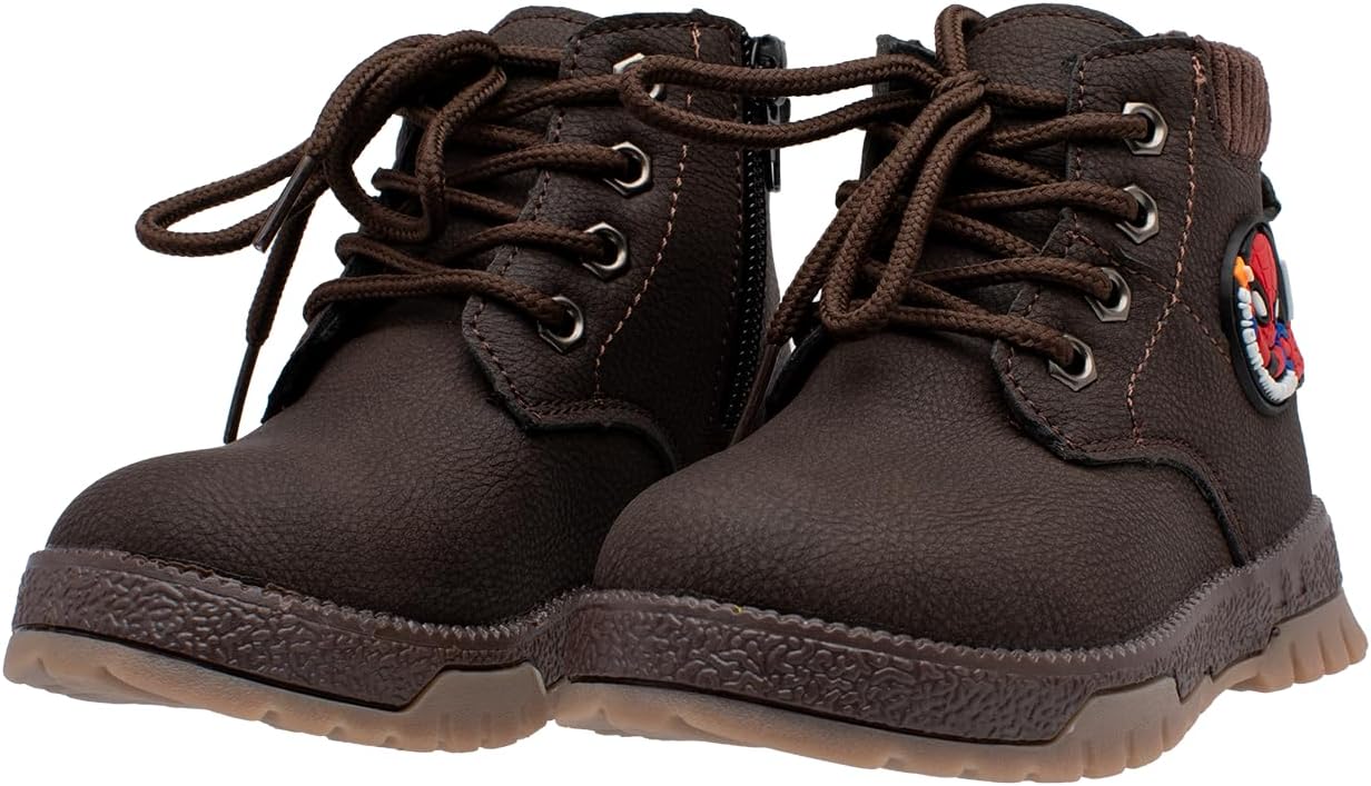 Lucky Kids Stylish Unisex Boots With Lace Up & Side-Zipp Closure For Outdoor Walking Non Slip Sole Easy Wear Boots For Toddlers
