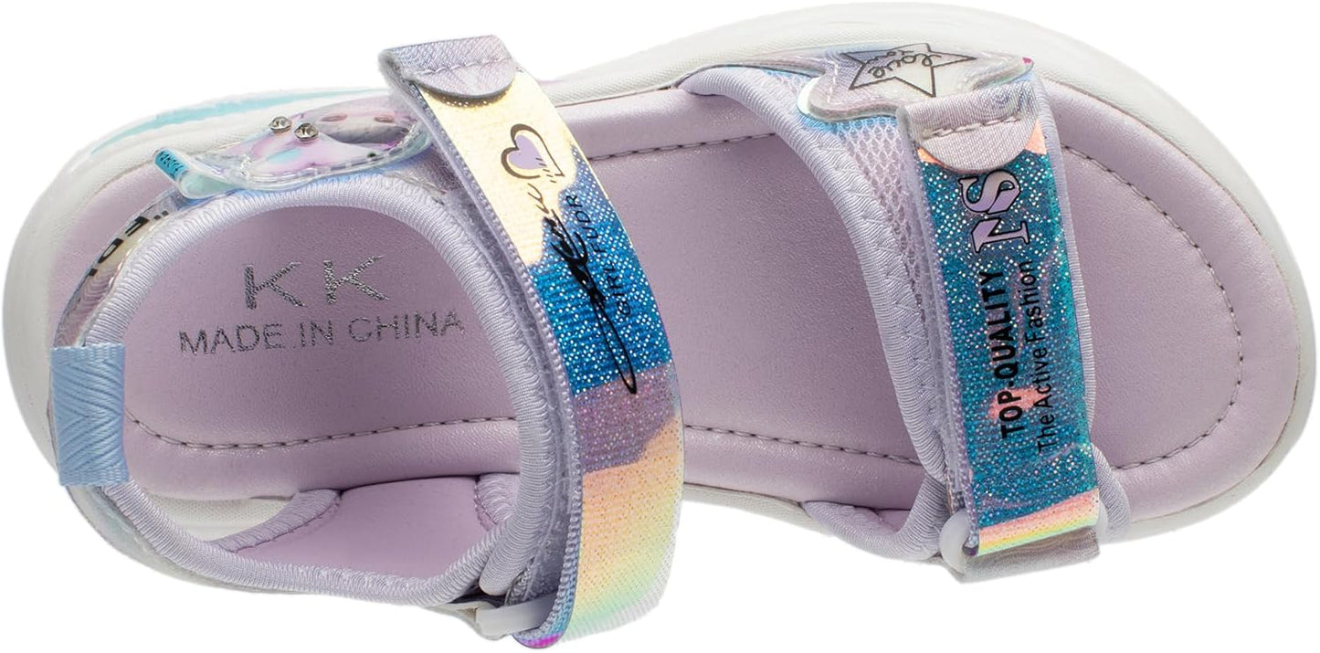 Lucky Kids Girls Cute Waterproof Open Toe Sports Sandals with Hook & Loop Closure for Toddlers and Little Kids - Ideal for Hiking and Beach Outdoor Activities