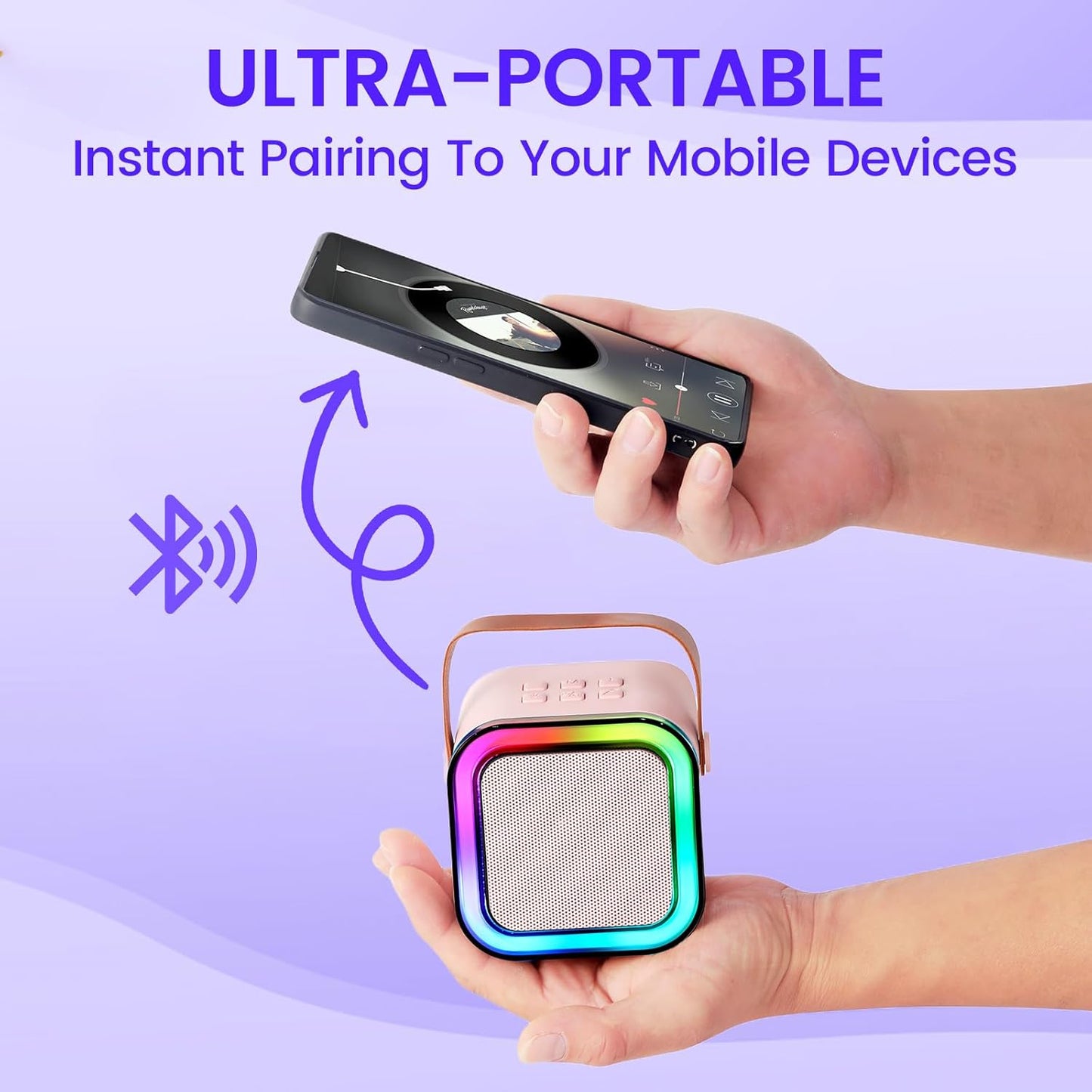 Mini Karaoke Machine for Kids Adults, Portable Bluetooth Speaker with Wireless Karaoke Microphone, Toys for 3-12 Years Old Boys Girls Kids