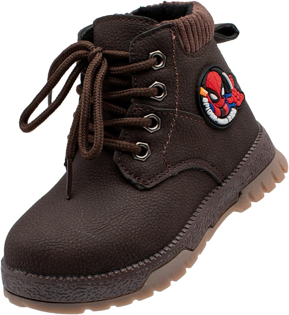 Lucky Kids Stylish Unisex Boots With Lace Up & Side-Zipp Closure For Outdoor Walking Non Slip Sole Easy Wear Boots For Toddlers