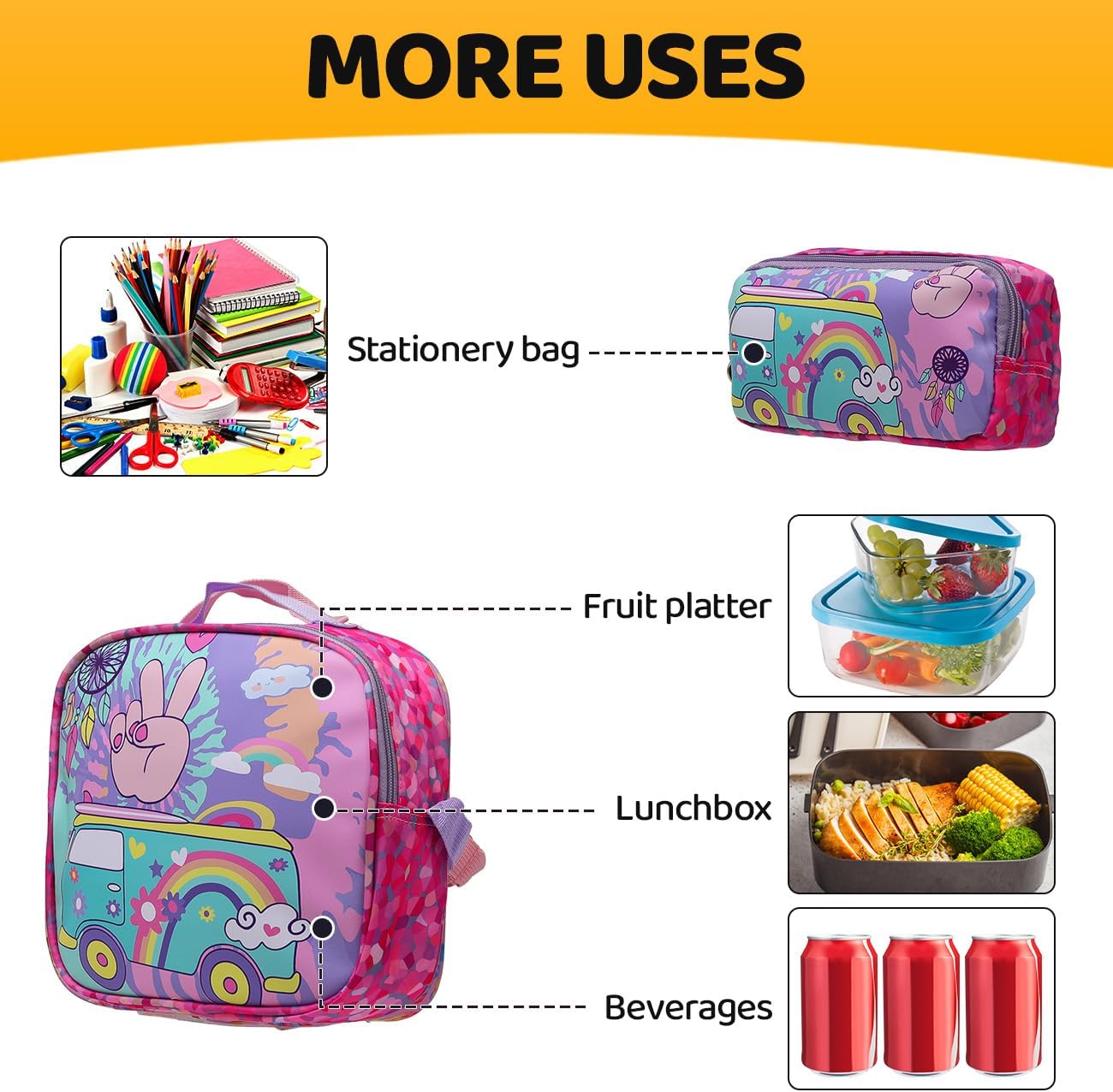 Rolling Backpack with Wheels for girls 43cm with Lunch Bag and Pencil Case, Lightweight School Bookbags for Kids