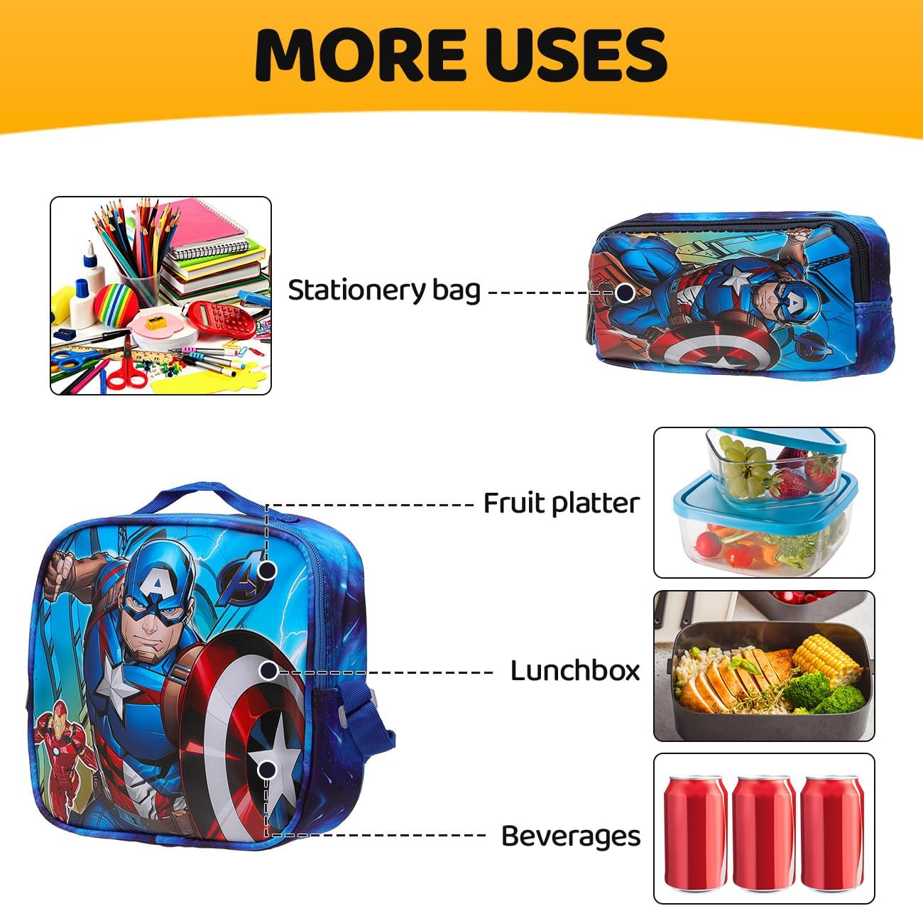 Lucky Kids Children Large Rolling School Bag Student Trolley School Bags with Lunch Bag, Pencil Box Wheeled Backpack Bag Set for Kids