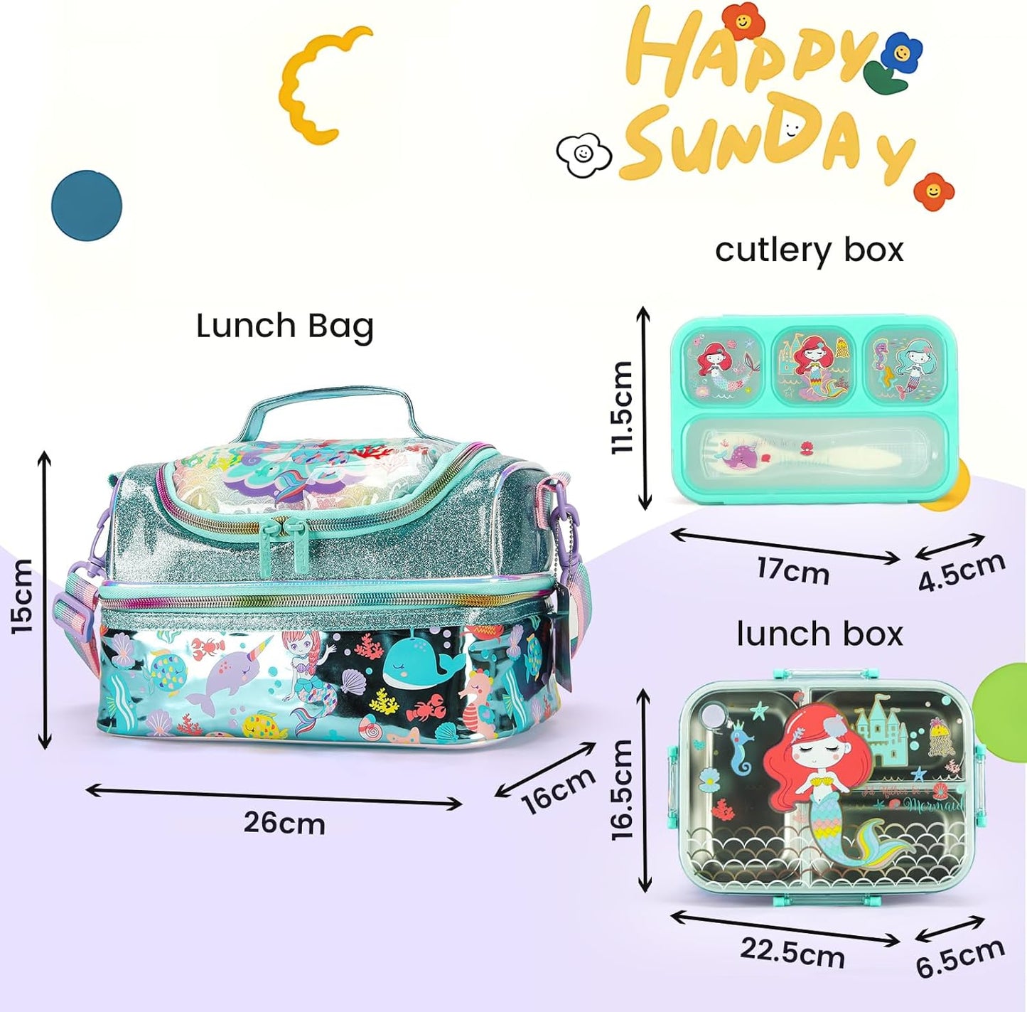 Kids Lunch Box Set with Insulated Bag, Bento Lunch Container & Utensils – Cute Cartoon Designs for Boys & Girls, Leakproof, BPA-Free, Easy to Carry School Lunch Kit