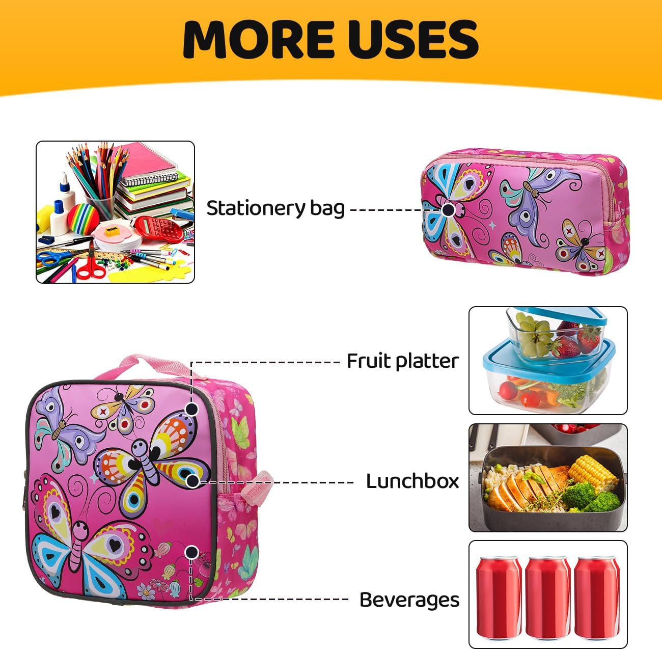 Rolling Backpack with Wheels for girls 43cm with Lunch Bag and Pencil Case, Lightweight School Bookbags for Kids