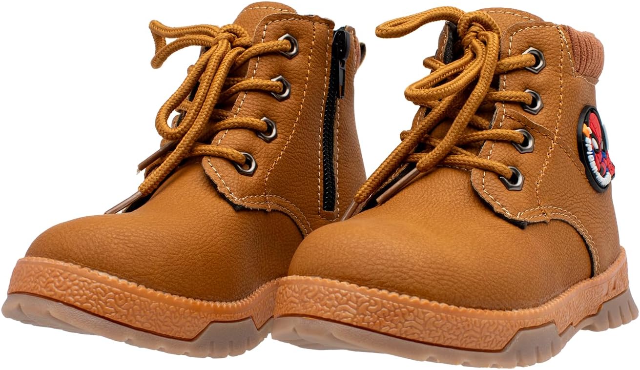 Lucky Kids Stylish Unisex Boots With Lace Up & Side-Zipp Closure For Outdoor Walking Non Slip Sole Easy Wear Boots For Toddlers
