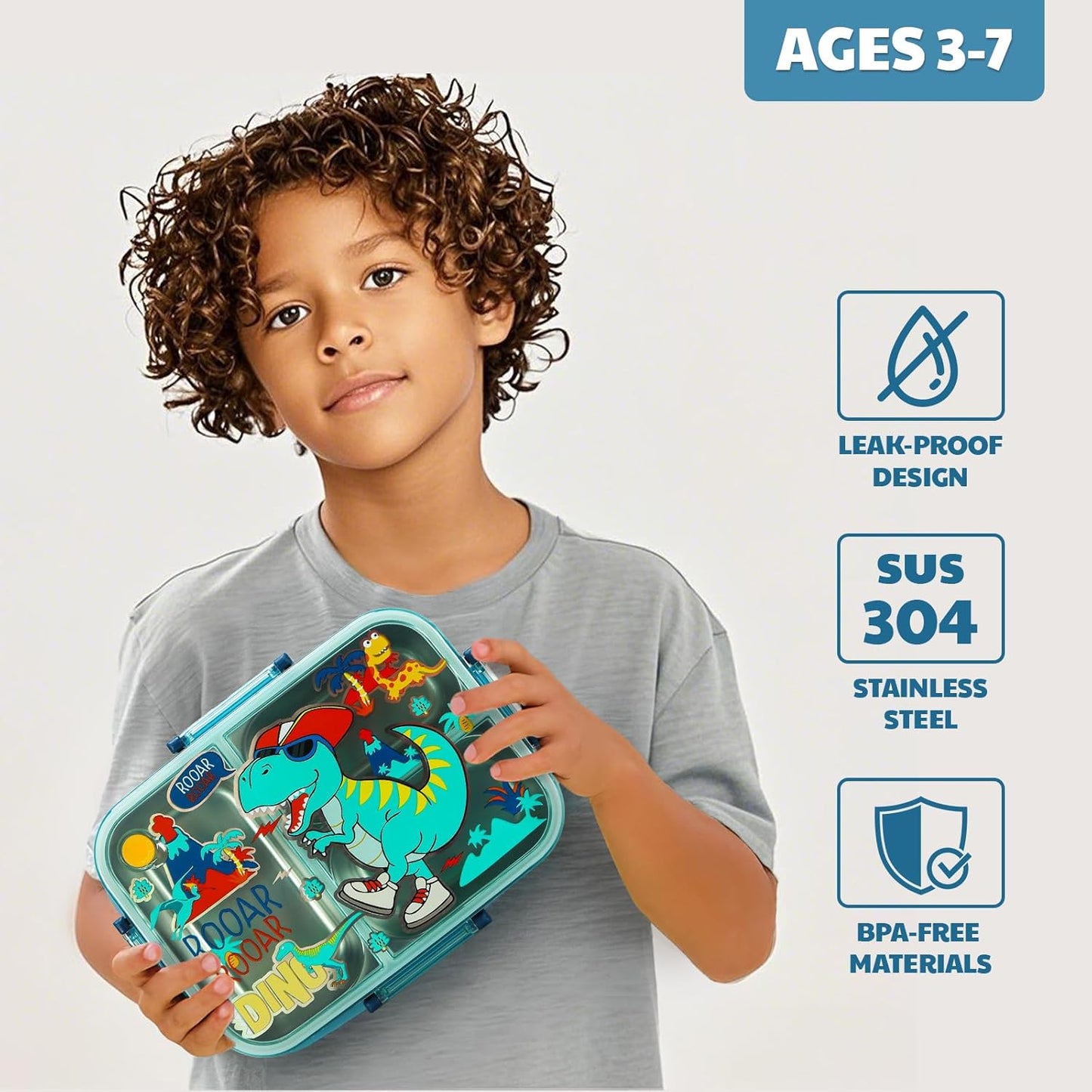 Kids Lunch Box Set with Insulated Bag, Bento Lunch Container & Utensils – Cute Cartoon Designs for Boys & Girls, Leakproof, BPA-Free, Easy to Carry School Lunch Kit