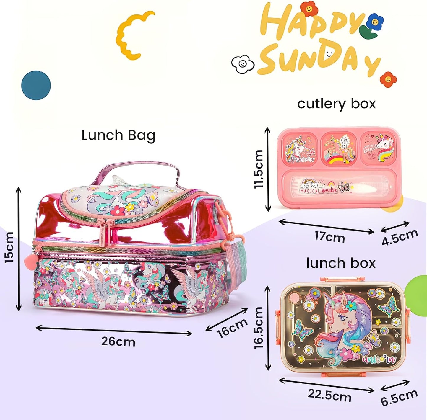 Kids Lunch Box Set with Insulated Bag, Bento Lunch Container & Utensils – Cute Cartoon Designs for Boys & Girls, Leakproof, BPA-Free, Easy to Carry School Lunch Kit