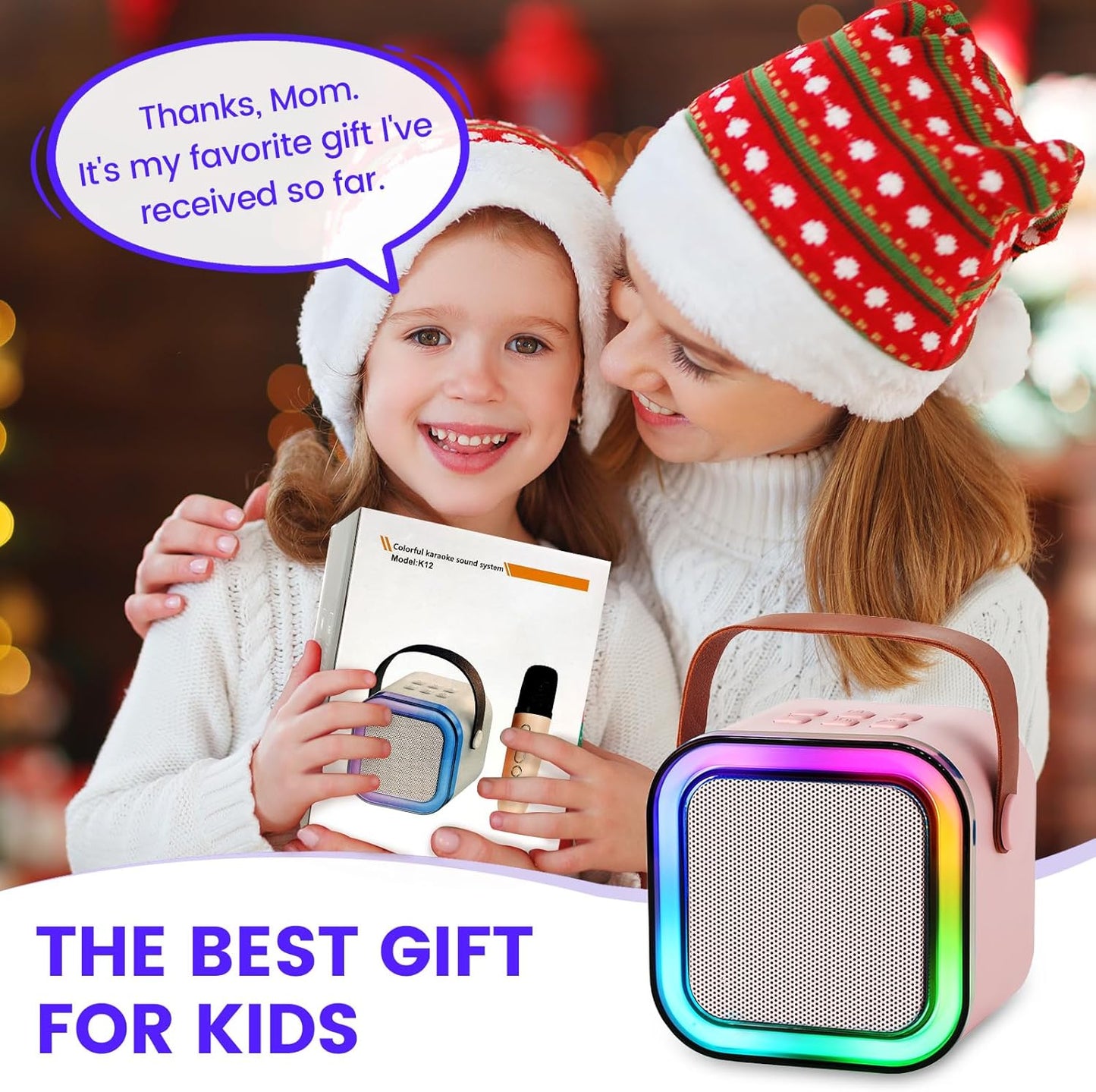 Mini Karaoke Machine for Kids Adults, Portable Bluetooth Speaker with Wireless Karaoke Microphone, Toys for 3-12 Years Old Boys Girls Kids