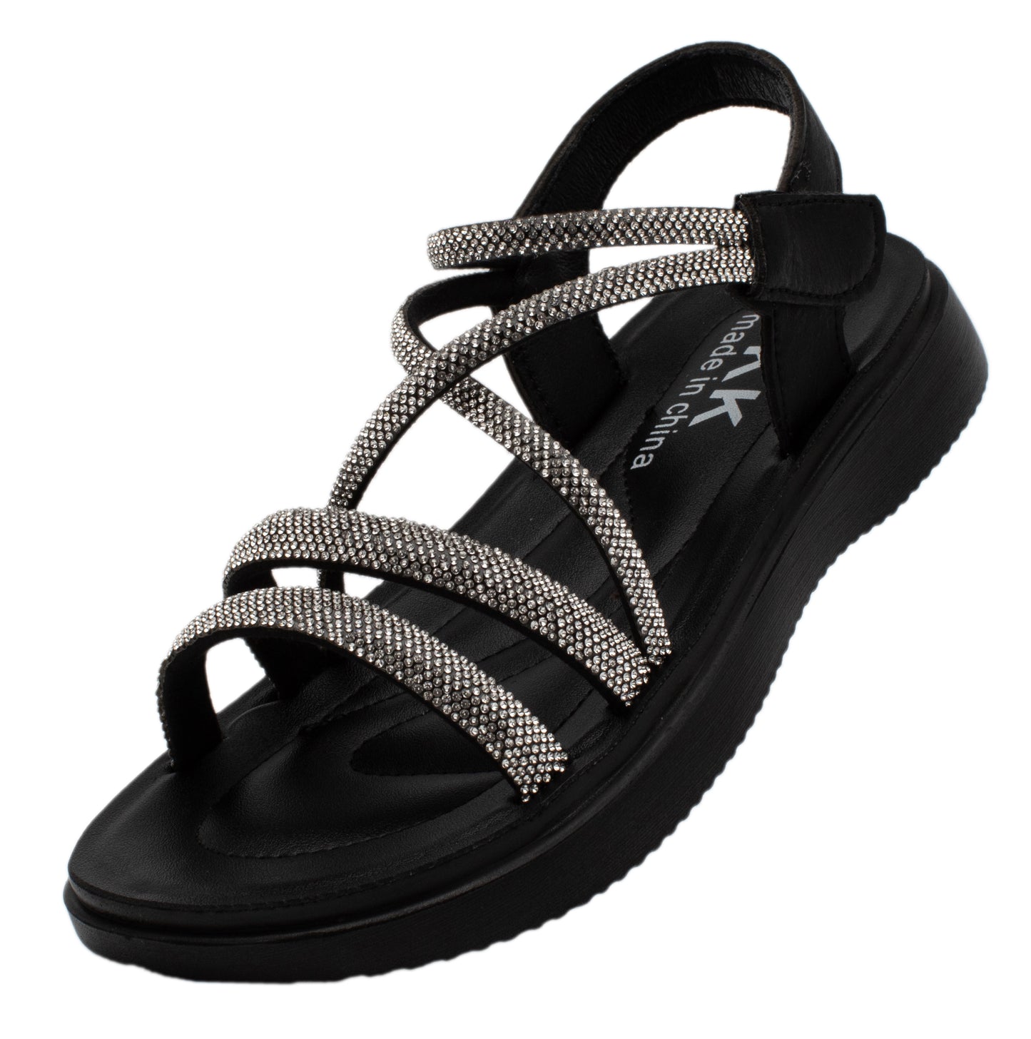 Kids King Sparkly Rhinestone Slip on Flat Sandals