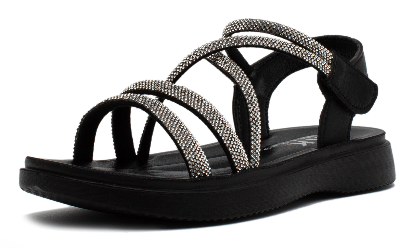 Kids King Sparkly Rhinestone Slip on Flat Sandals