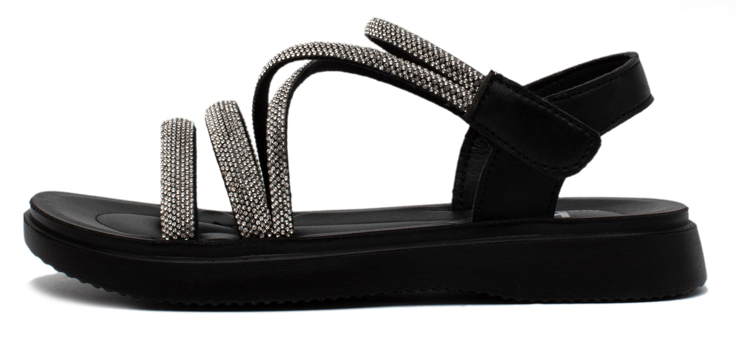 Kids King Sparkly Rhinestone Slip on Flat Sandals