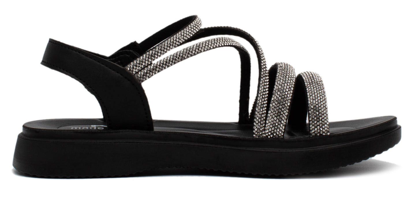Kids King Sparkly Rhinestone Slip on Flat Sandals