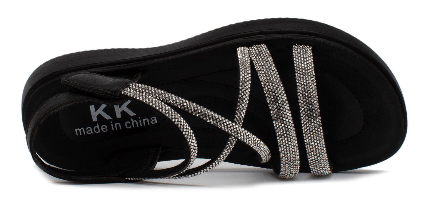 Kids King Sparkly Rhinestone Slip on Flat Sandals