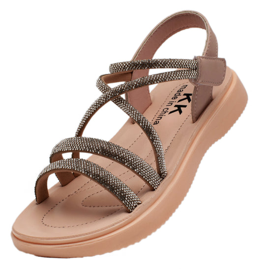 Kids King Sparkly Rhinestone Slip on Flat Sandals