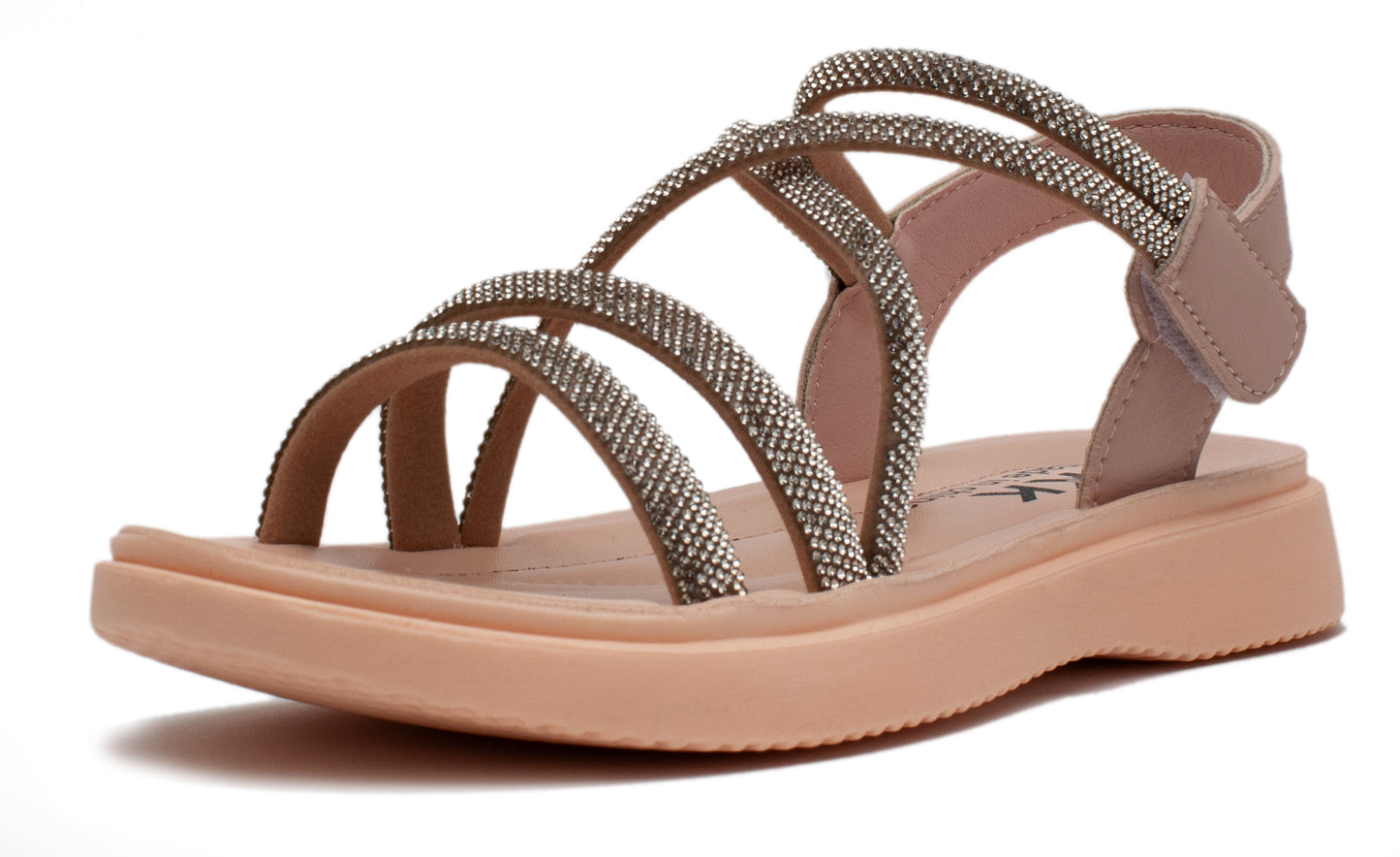 Kids King Sparkly Rhinestone Slip on Flat Sandals