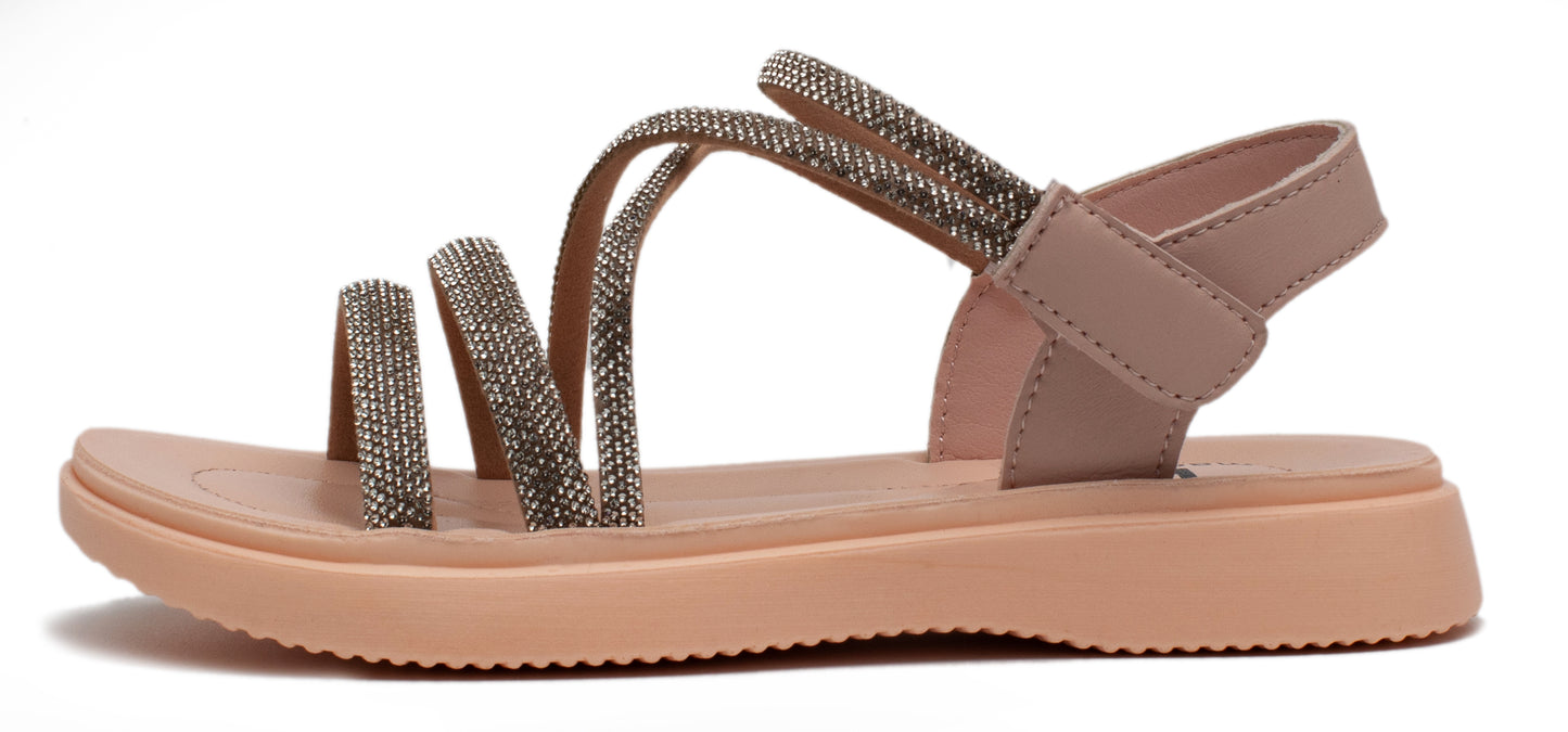 Kids King Sparkly Rhinestone Slip on Flat Sandals