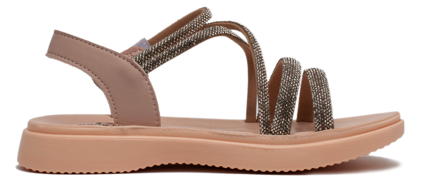 Kids King Sparkly Rhinestone Slip on Flat Sandals