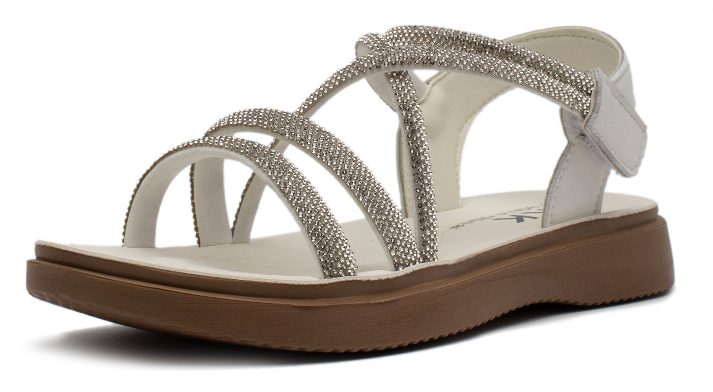 Kids King Sparkly Rhinestone Slip on Flat Sandals