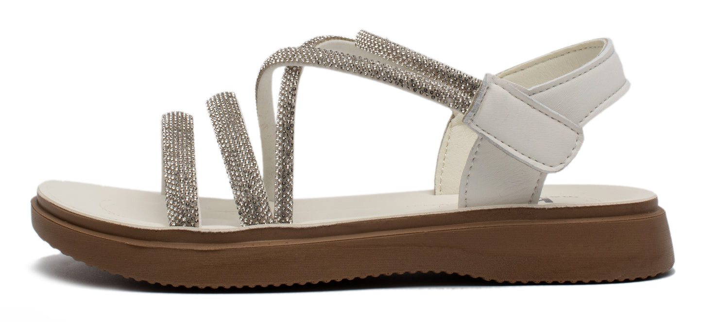 Kids King Sparkly Rhinestone Slip on Flat Sandals