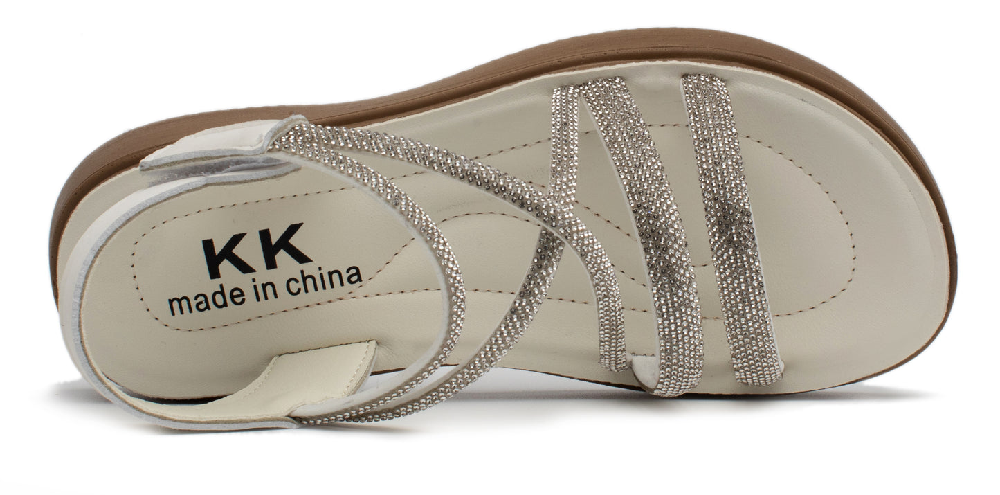 Kids King Sparkly Rhinestone Slip on Flat Sandals