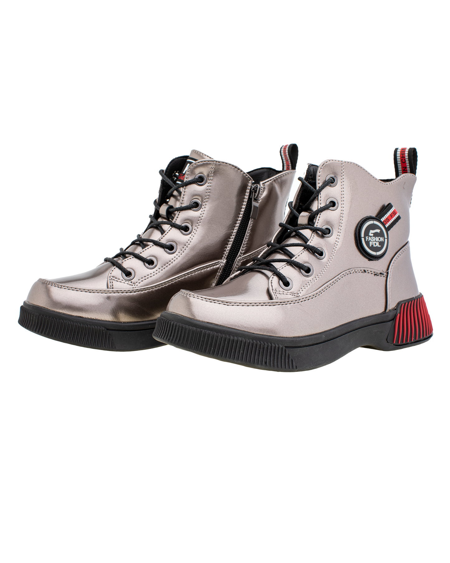 Lucky Kids Lace-Up Glossy Ankle Boots