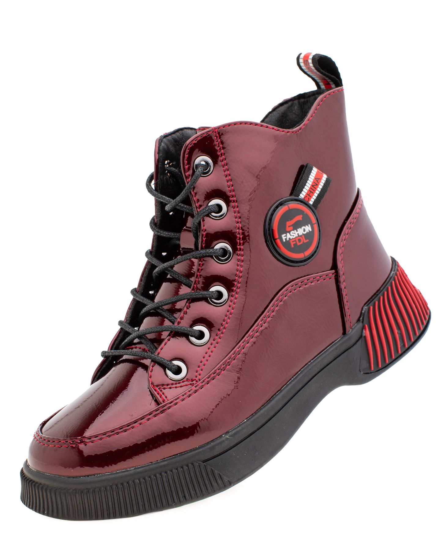 Lucky Kids Lace-Up Glossy Ankle Boots
