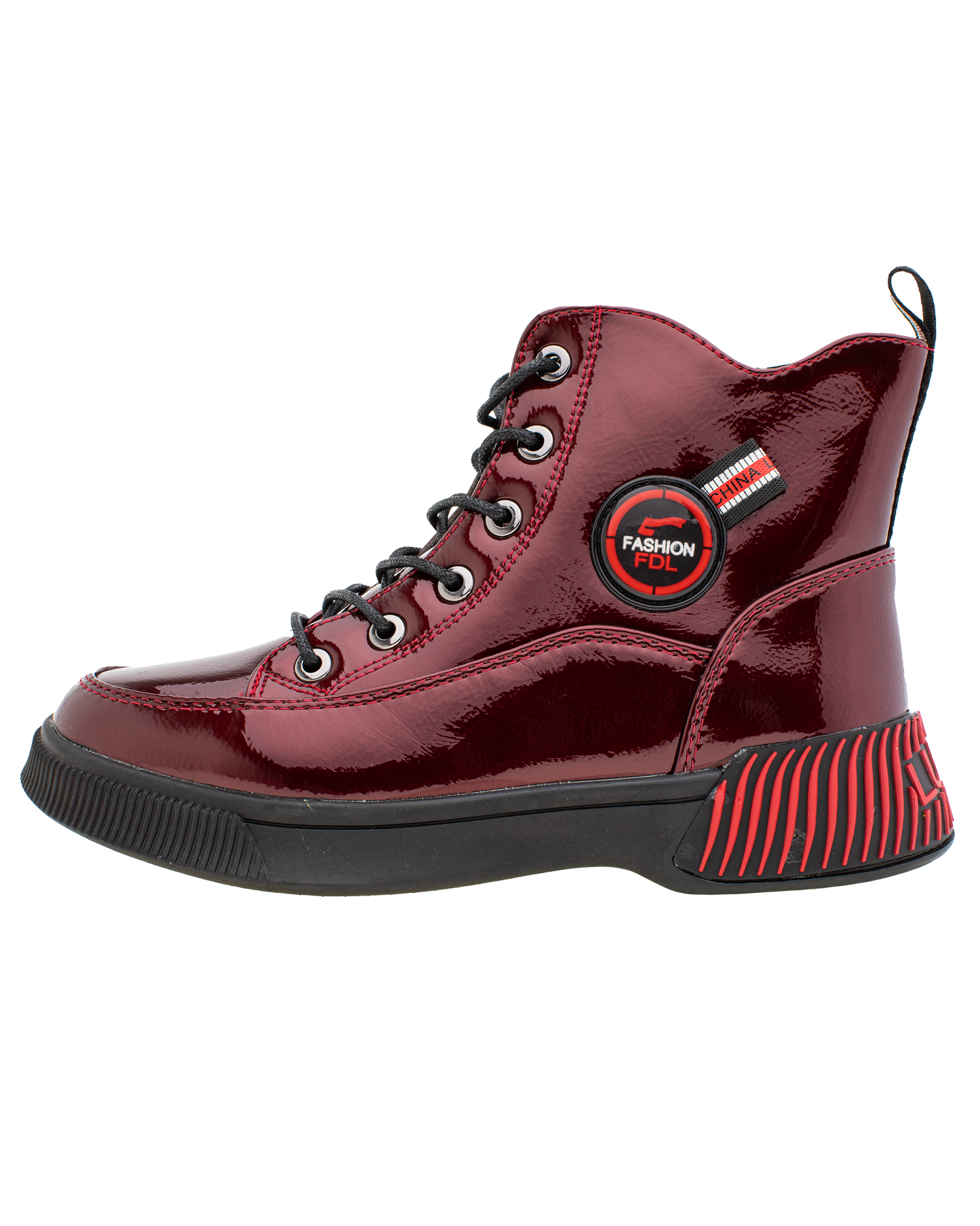 Lucky Kids Lace-Up Glossy Ankle Boots